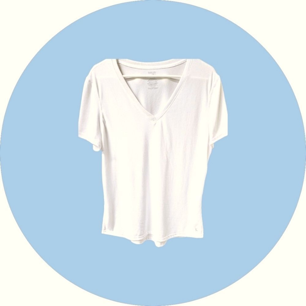 NWOT DANSKIN NOW Plus Size White V- Neck Tee With Dri-More